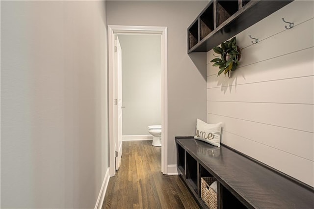 mudroom featuring dark hardwood / wood-style floors