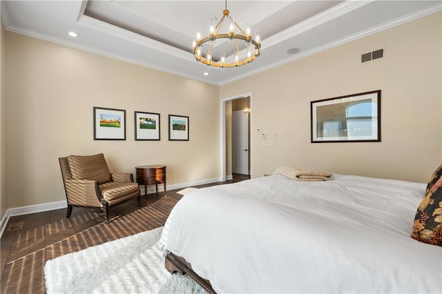 21111 W 95th Ter, Lenexa, KS 66220 - bedroom with ornamental molding, recessed lighting, a notable chandelier, and baseboards