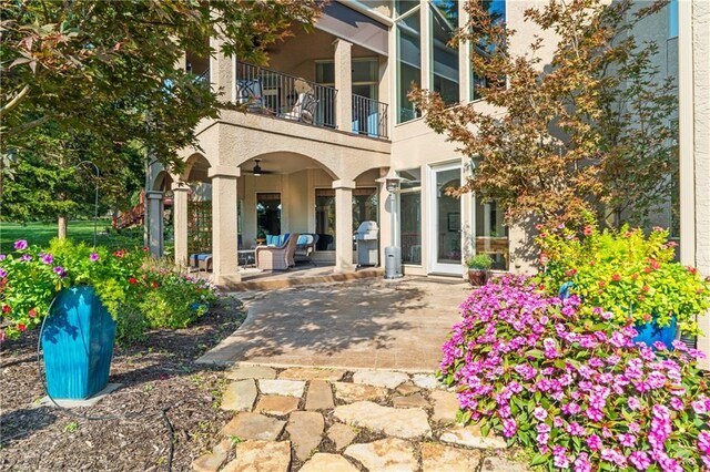 21111 W 95th Ter, Lenexa, KS 66220 - view of patio / terrace with grilling area and a balcony