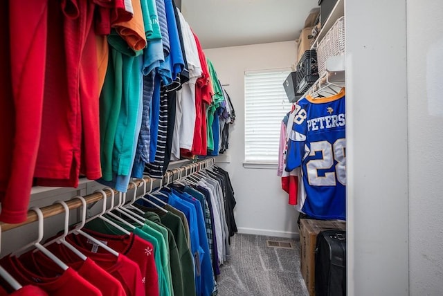 spacious closet with carpet flooring