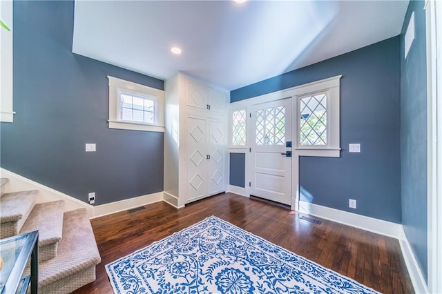 foyer featuring dark hardwood / wood-style flooring