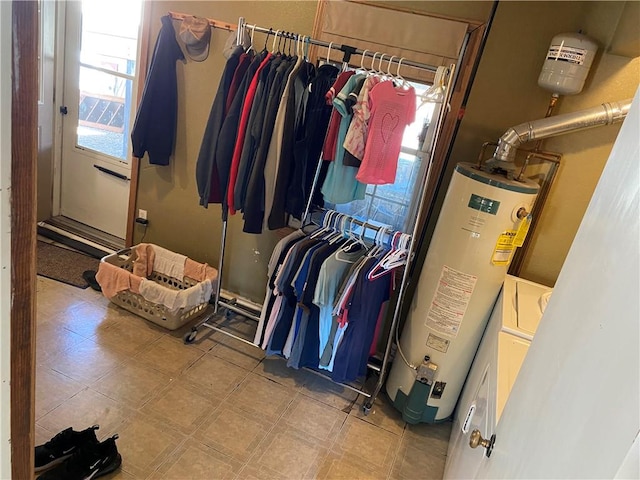 spacious closet with gas water heater