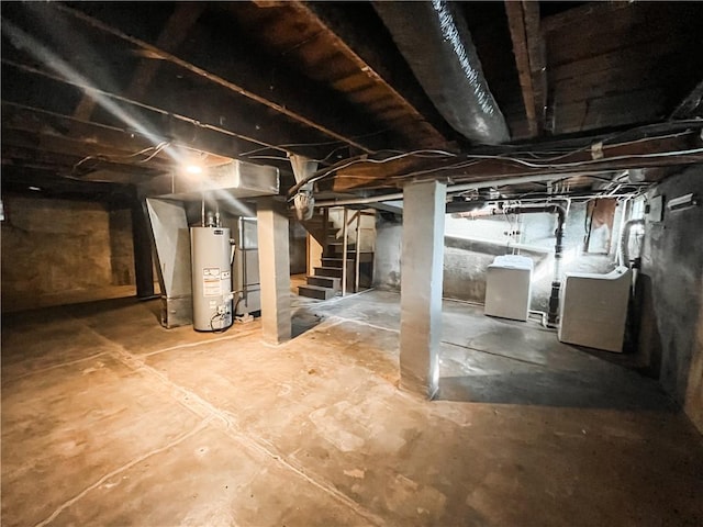 basement with washer / dryer and gas water heater