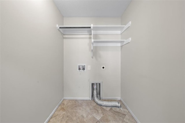 clothes washing area featuring hookup for an electric dryer and washer hookup