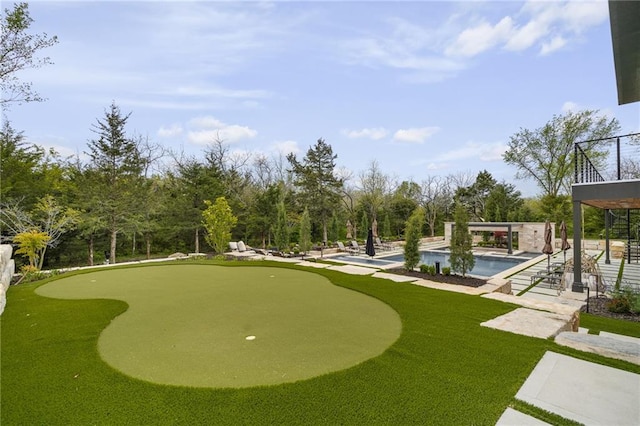 view of property's community with a swimming pool