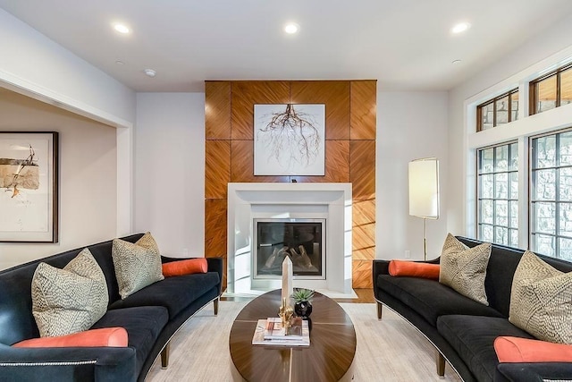 living room featuring light wood-type flooring