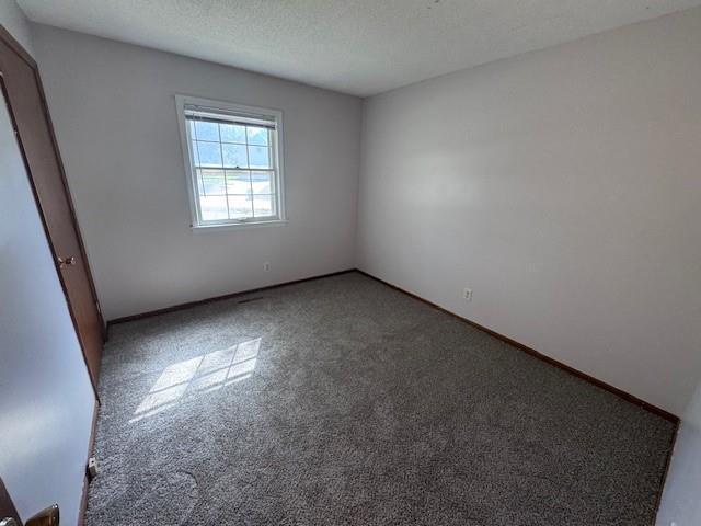 carpeted spare room featuring a textured ceiling