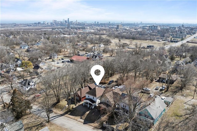 drone / aerial view featuring a view of city