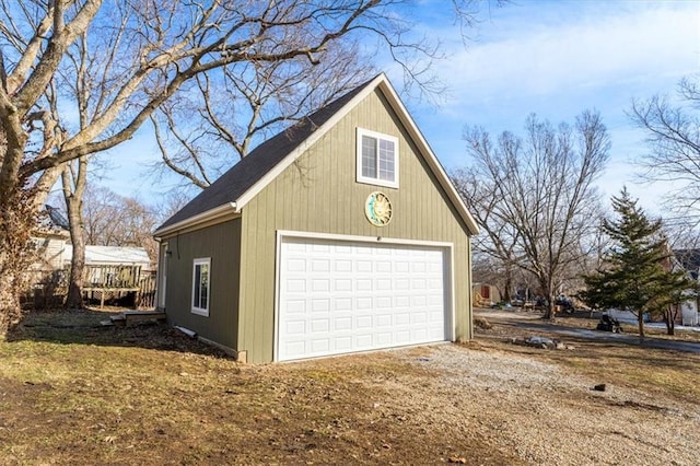 view of detached garage