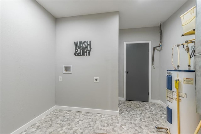 laundry area featuring hookup for a washing machine, electric dryer hookup, and water heater