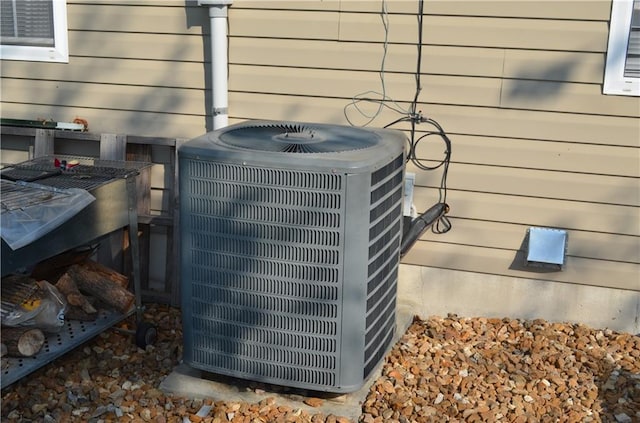 details with central AC unit and wooden walls