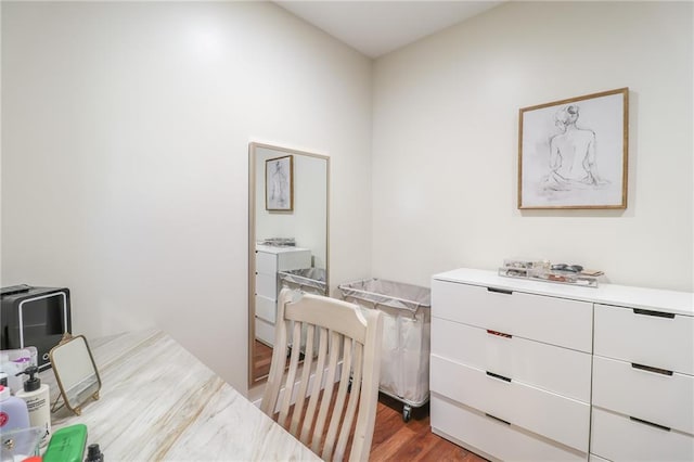 home office featuring hardwood / wood-style flooring