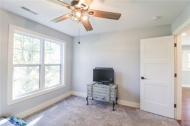 bedroom featuring ceiling fan and light hardwood / wood-style floors