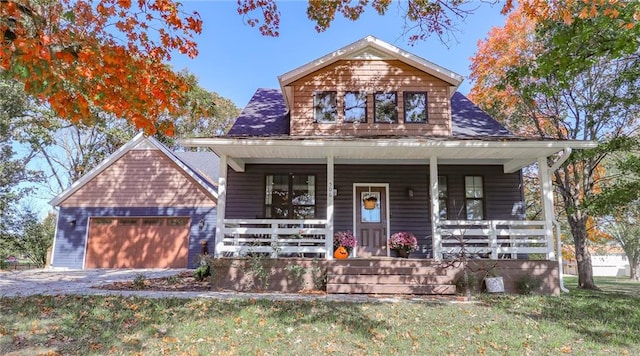 bungalow-style house with a front lawn and a porch