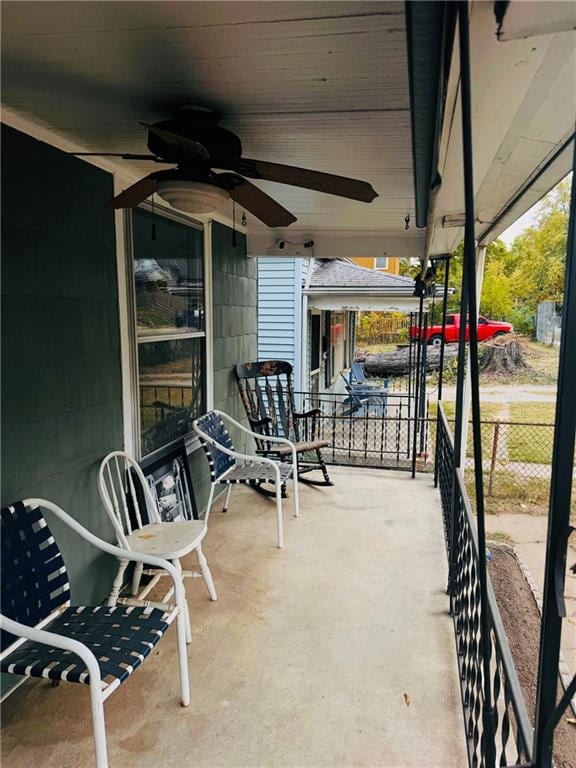 view of patio / terrace featuring ceiling fan