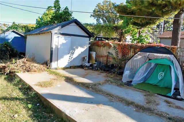 exterior space with a storage unit