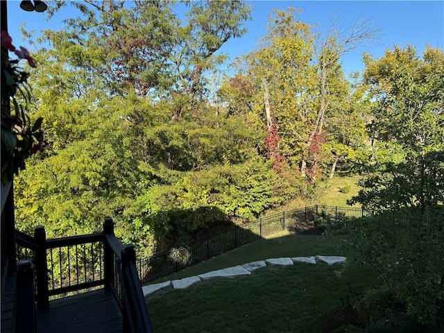 view of yard with a wooden deck