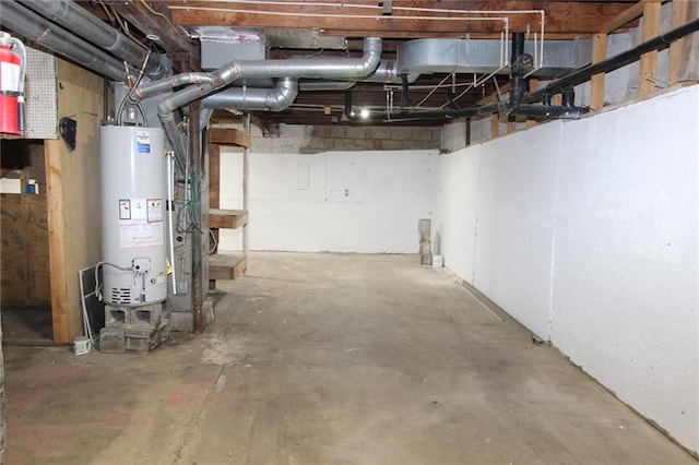 basement with gas water heater