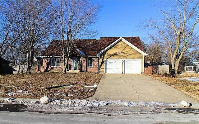 single story home with a garage