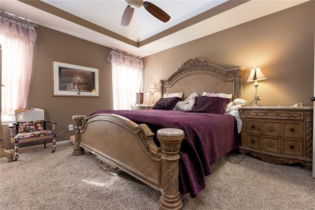 bedroom featuring carpet flooring and ceiling fan