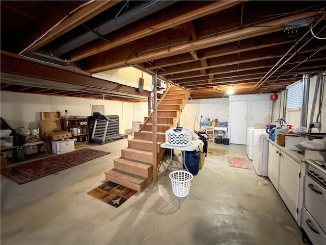 basement with independent washer and dryer