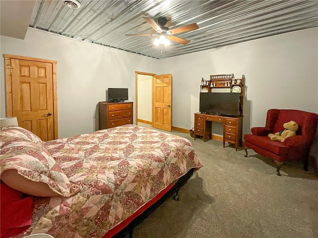 bedroom with carpet flooring and ceiling fan