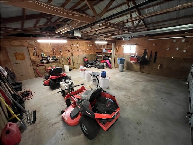 garage with a garage door opener