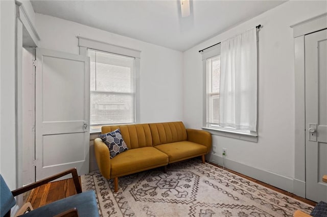 living area with light wood-type flooring