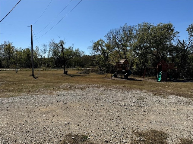 view of yard with a playground