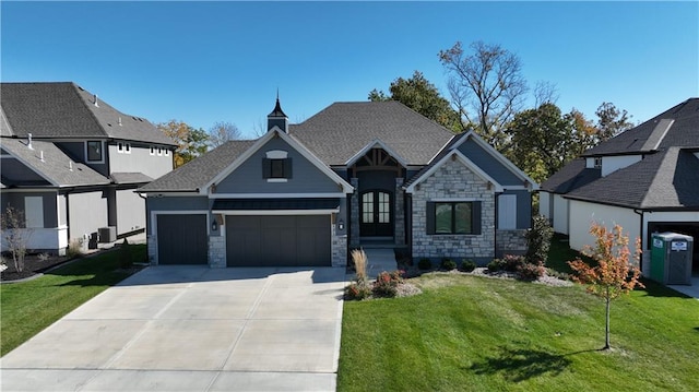 view of front of home with a front yard and cooling unit