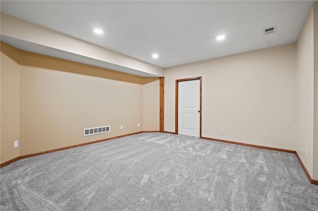 basement featuring carpet