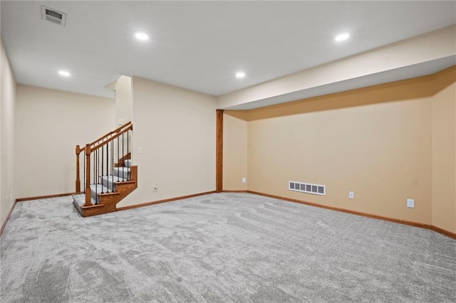 basement with carpet