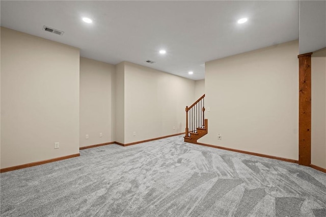 basement with carpet floors