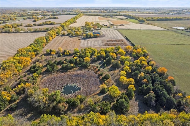 drone / aerial view with a rural view