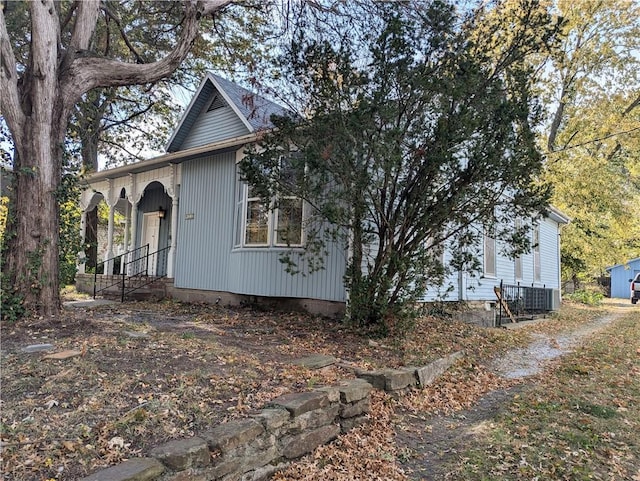 view of property exterior featuring central air condition unit