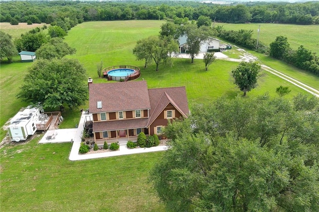 drone / aerial view with a rural view