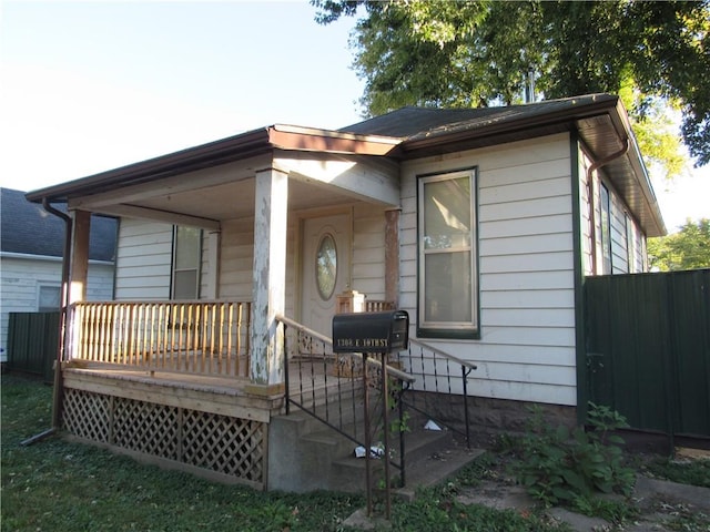 view of front of property with a deck