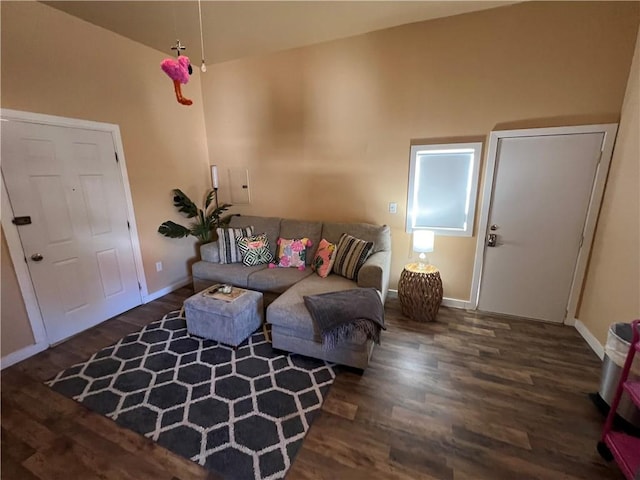 living room featuring dark hardwood / wood-style floors