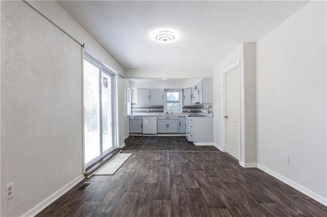 interior space featuring sink and dark hardwood / wood-style flooring