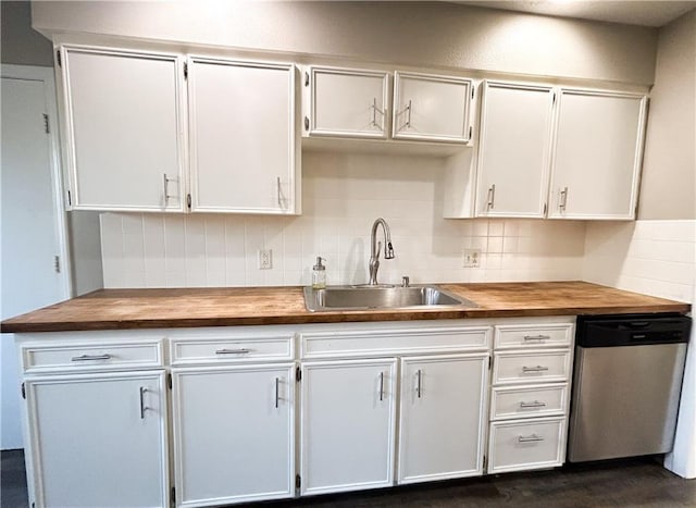 kitchen with dishwasher and white cabinets