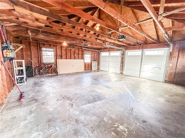 garage with a garage door opener