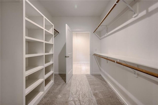 spacious closet with light carpet