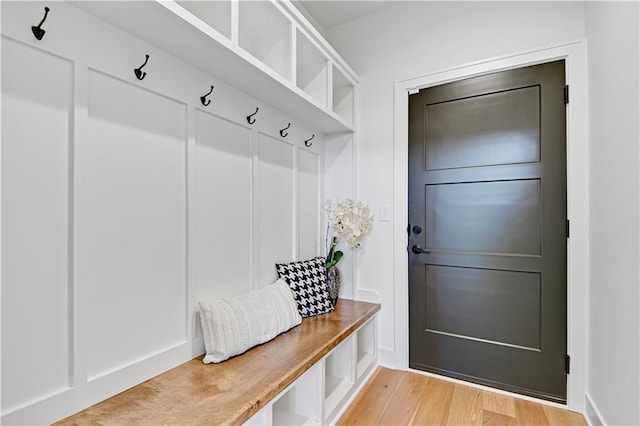 mudroom with light wood-type flooring