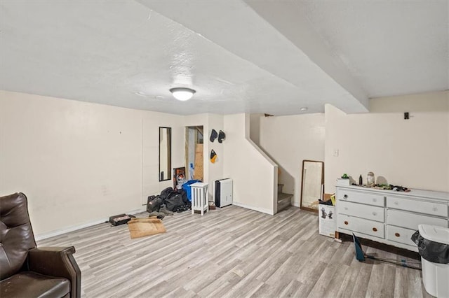 living area with light wood-type flooring