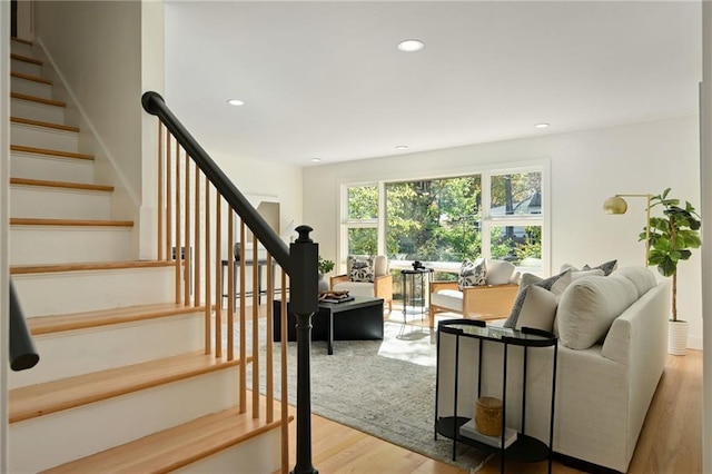 living room featuring light wood-type flooring