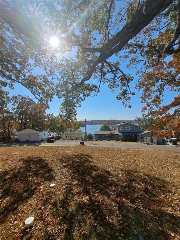 view of yard with a water view