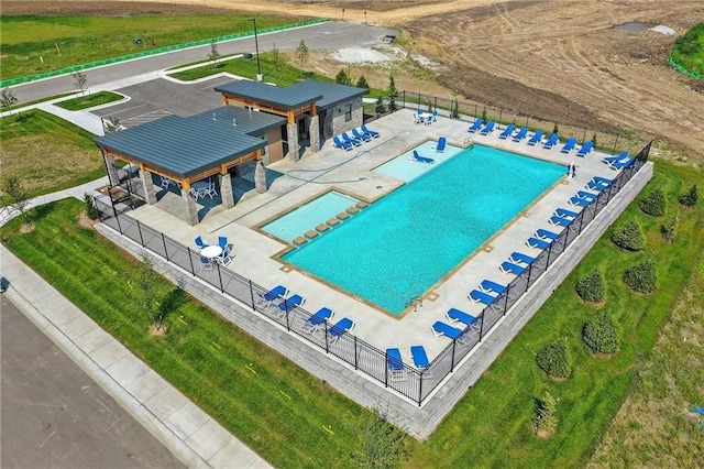 8701 SW Edgewater Dr, Blue Springs, MO 64064 - drone / aerial view of a pool area