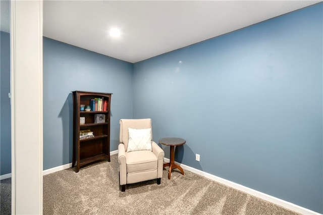 sitting room featuring carpet