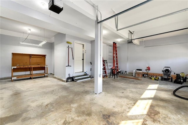 garage with a garage door opener