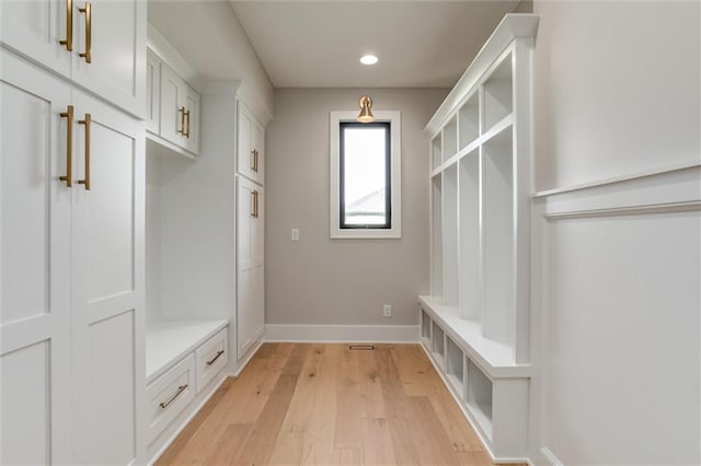 mudroom featuring light wood-type flooring